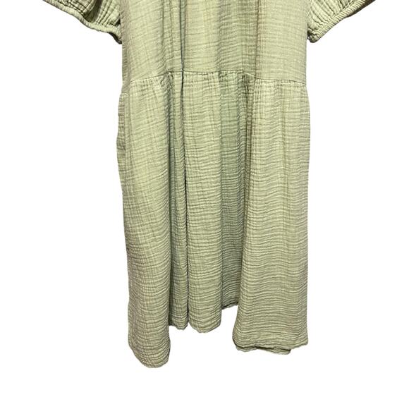 Universal Thread Dress 2X Green Puff Sleeve Gauzy Tier Boho Cowgirl Western - Picture 9 of 13